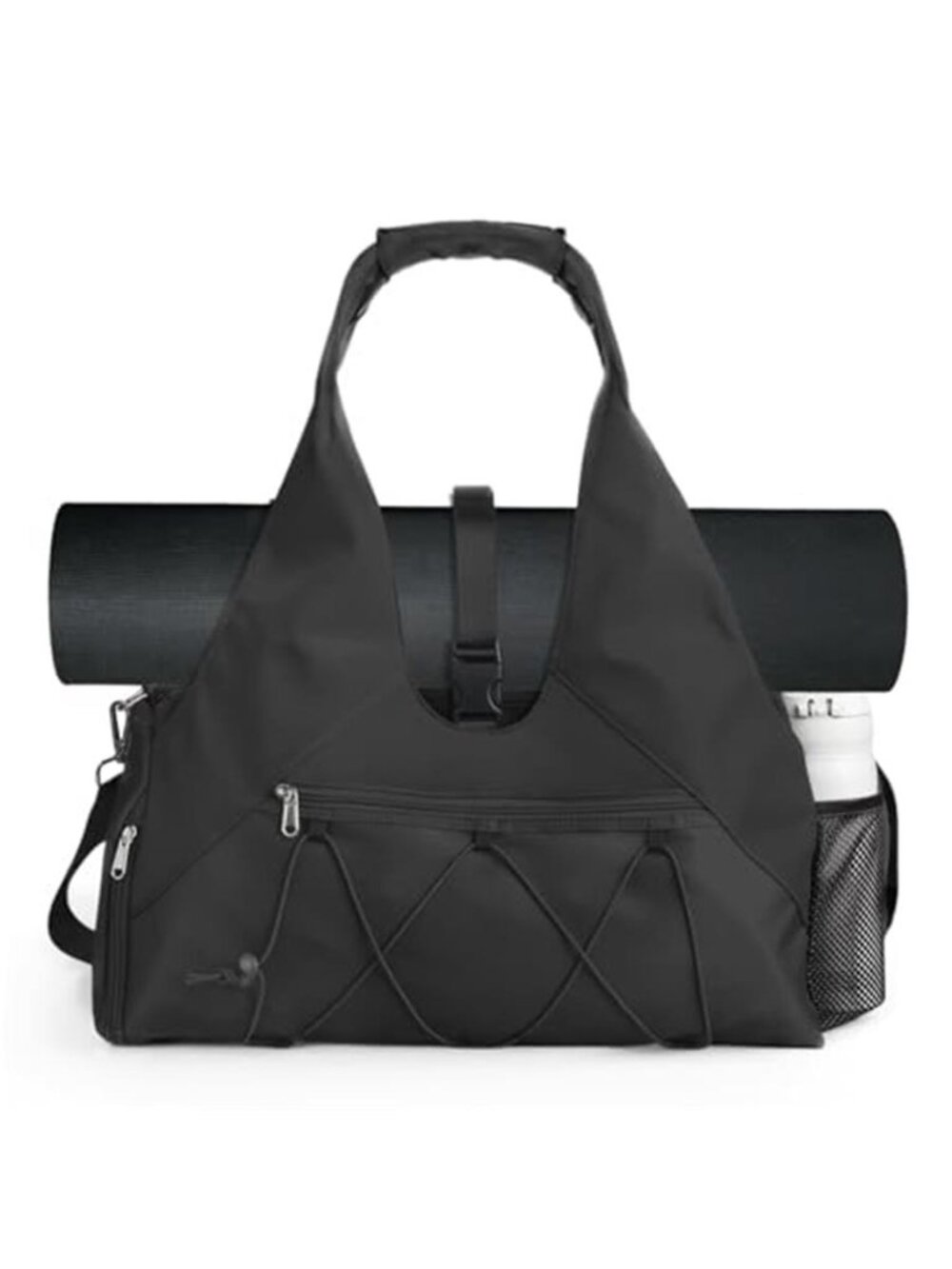 Women's Black Gym Bag Yoga Mat Holder Workout Fitness Tote